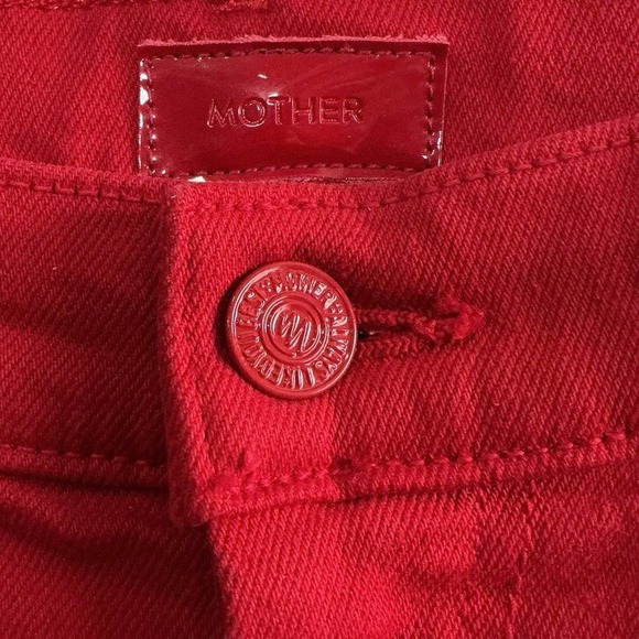 Mother High Waisted Weekender Skimp Flare Leg Stretch Vibrant Haute Red Size 27 - Picture 7 of 10